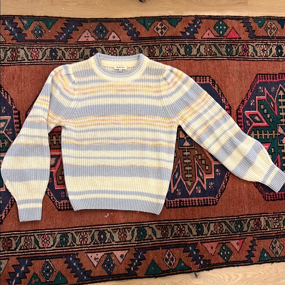 Another Love Blue, pink, yellow and cream striped Crew Neck Sweater